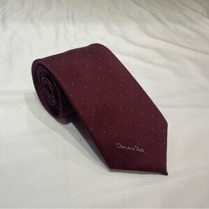 Oscar de la Renta Burgundy Polka Dot Tie Men’s Formal wear Office Business
